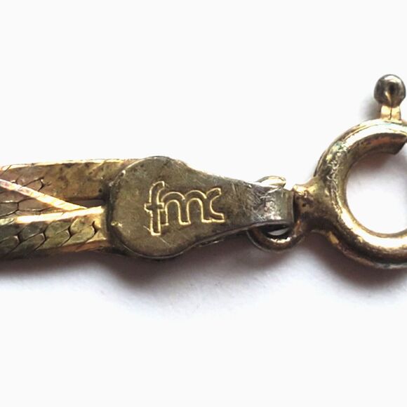 Tri Tone Bracelet Braided Herringbone Weave 925 Italy FMC 7" Gift - Picture 4 of 9